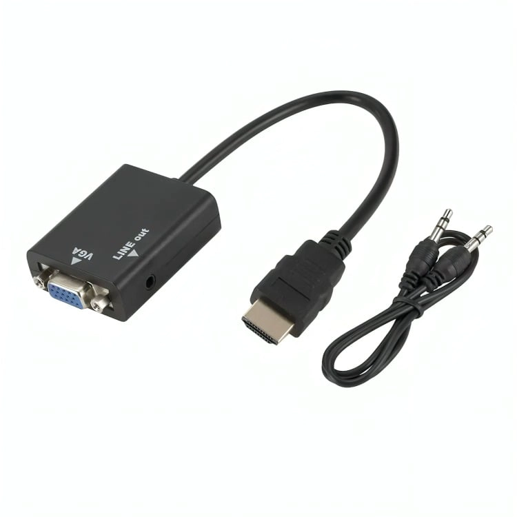 ADAPTADOR CABLE DE CONVERSION HDMI A VGA + AUDIO HD - 3