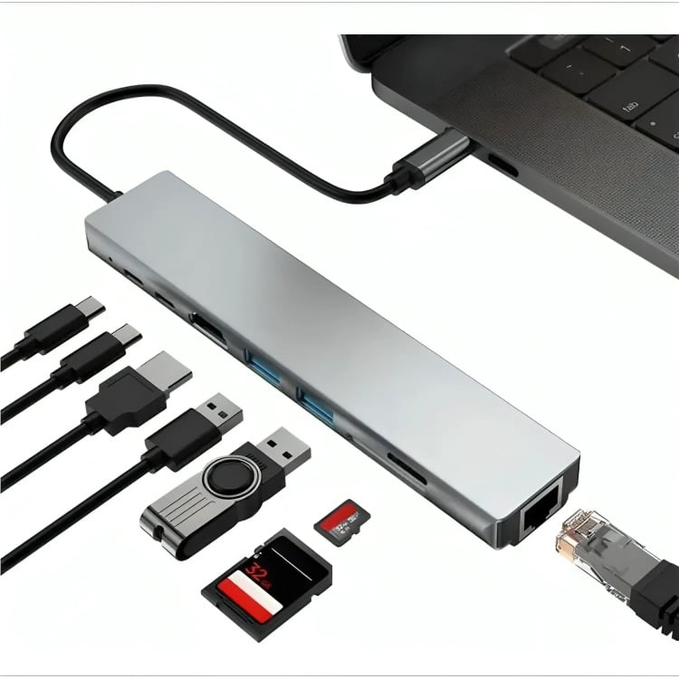 ADAPTADOR MULTIPUERTO HUB TIPO C 8 EN 1 - 1