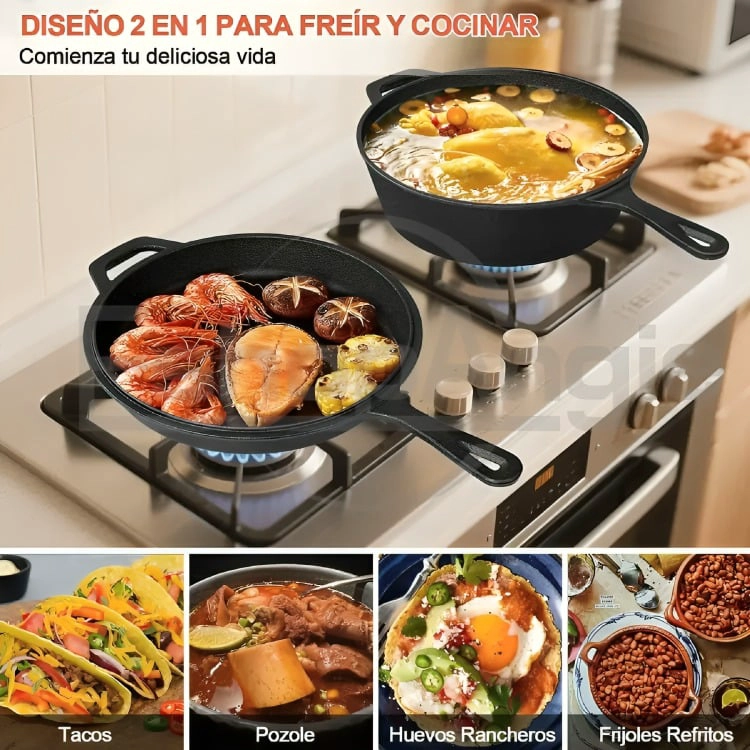 SARTENES DE HIERRO FUNDIDO GRUESA DOBLE USO 26CM - 5