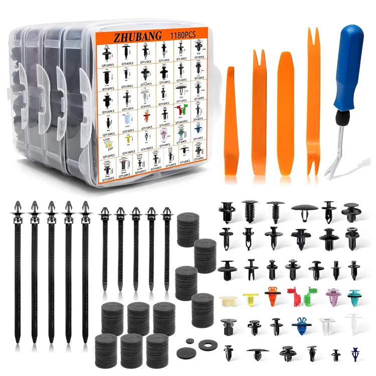 KIT 1295 CLIP BROCHE RETENCION PLASTICO AUTO LATA TAPABARRO - 1