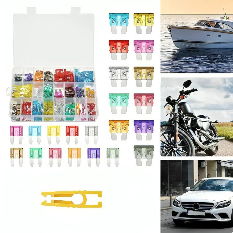 KIT FUSIBLE 300 UNIDADES ELE CTRICOS 12V AUTOS MOTOS + PINZA - 1