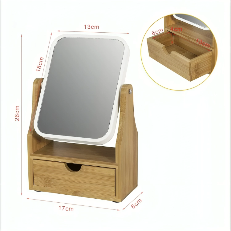 ESPEJO DE MAQUILLAJE ROTACION 360 ESPEJO DE MESA CON CAJON - 1