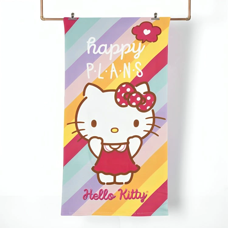 TOALLA DE PLAYA 70×140 CM + BOLSO /HELLO KITTY ARCOIRIS – MASHINI - 1