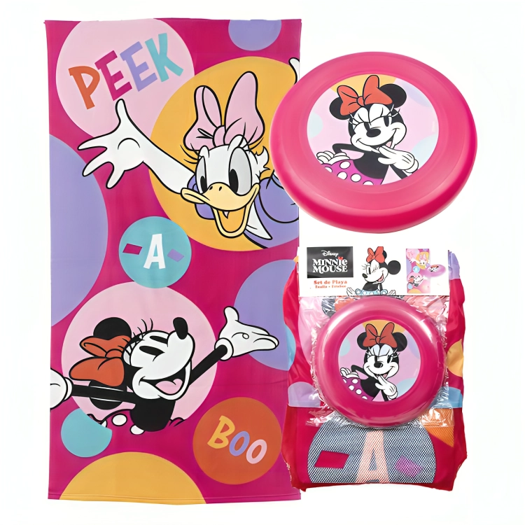 SET TOALLA DE PLAYA 70×140 CM. + FRISBEE / MINNIE PEEK – MASHINI - 1