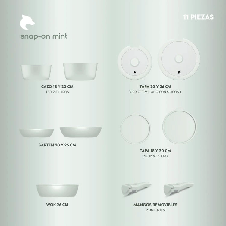 BATERIA DE COCINA 11 PIEZAS ALUMINIO SNAP-ON MINT - 3