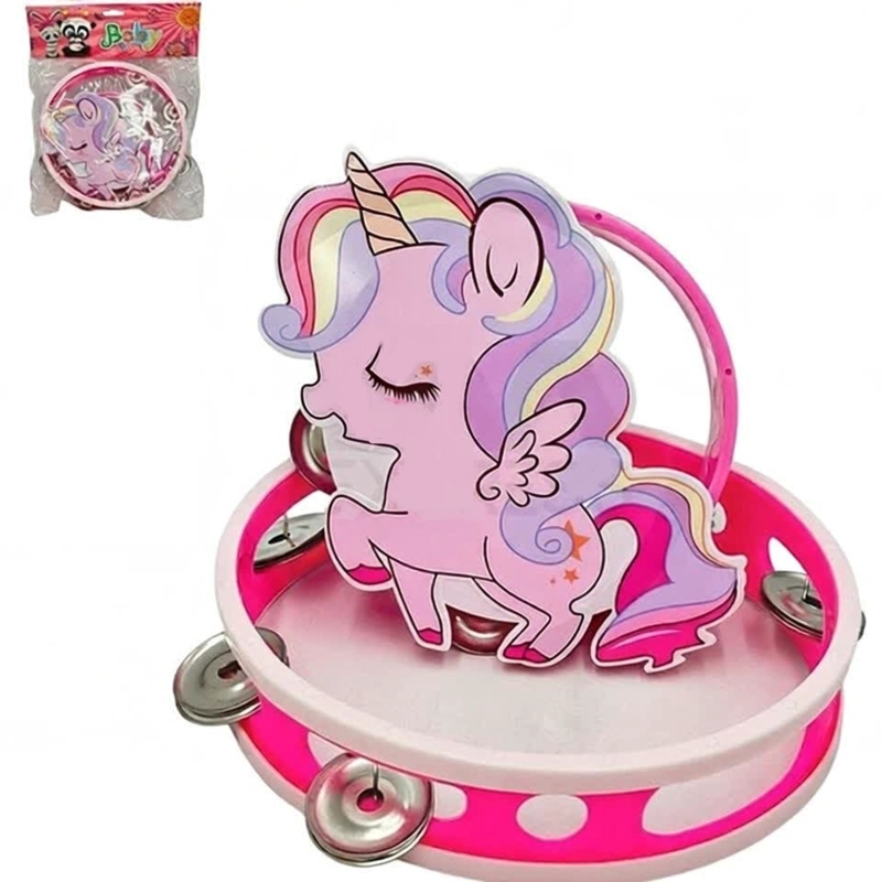 PACK X 3 PANDERO UNICORNIO CUTE INSTRUMENTO MUSICAL DE JUGUETE - 1