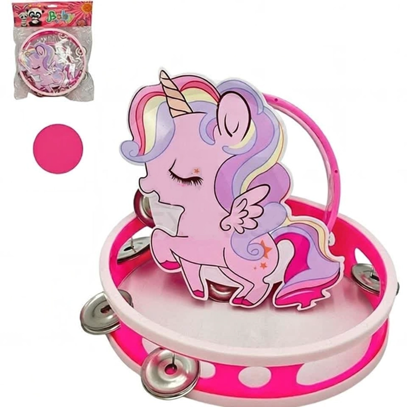 PACK X 3 PANDERO UNICORNIO CUTE INSTRUMENTO MUSICAL DE JUGUETE - 2