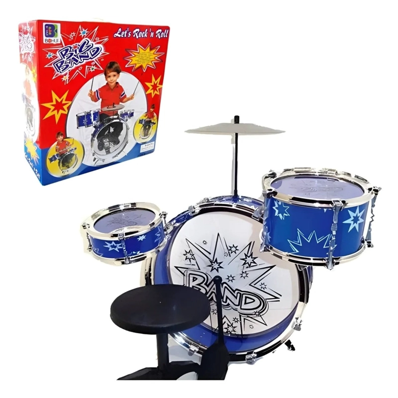 PACK X 3 BATERIA DE JUGUETE PARA NIÑOS BIG BAND AZUL - 1
