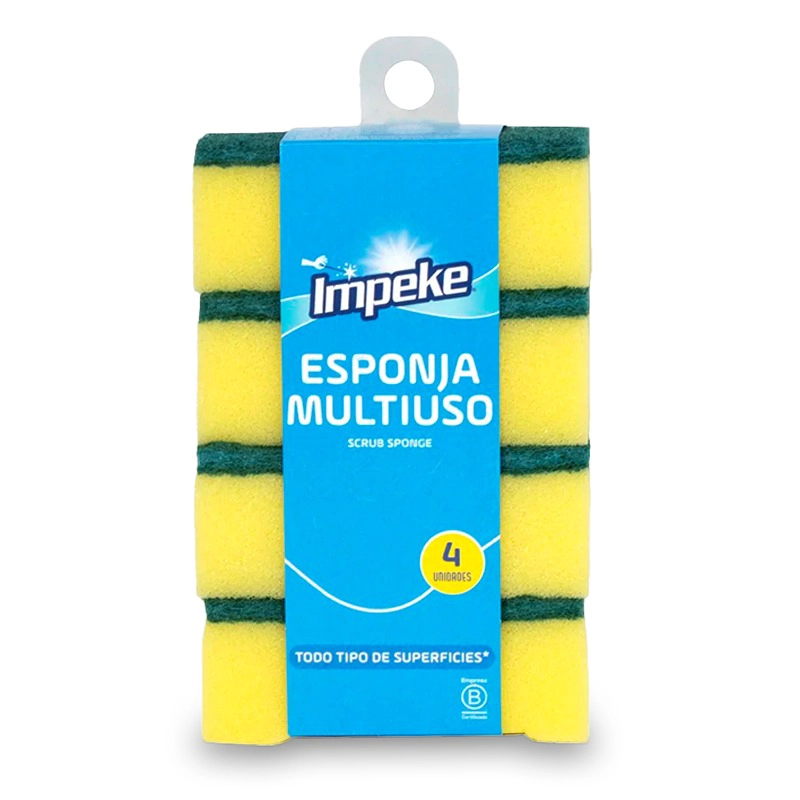PACK X 4 ESPONJA MULTIUSO LISA 4 UNIDADES- IMPEKE - 1