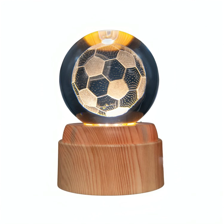LAMPARA BOLA DE CRISTAL LED GIRATORIA BALON FUTBOL - 4