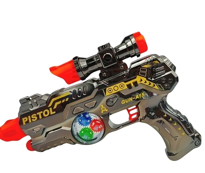 PAK DE 3 PISTOLA METAL ENGRANAJE LUZ Y SONIDO - 1