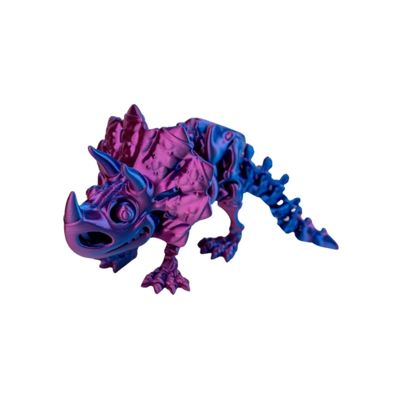 JUGUETE DINOSAURIO TRICERATOPS TORNASOL IMPRESION 3D MORADO - 2