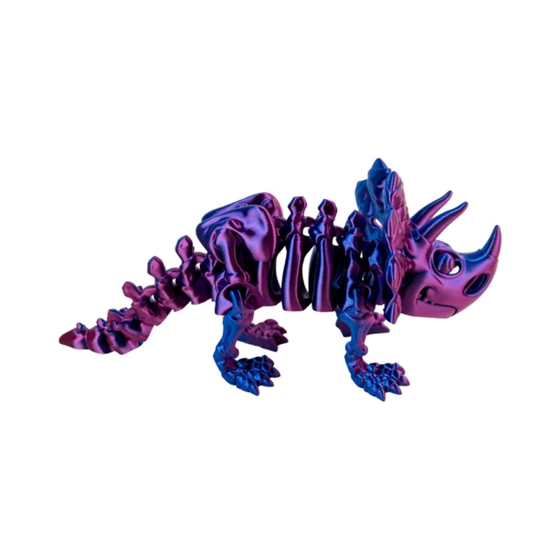 JUGUETE DINOSAURIO TRICERATOPS TORNASOL IMPRESION 3D MORADO - 4