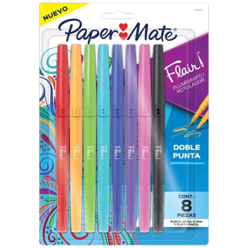 TIRALINEAS FLAIR DOBLE PUNTA PAPER MATE 8 COLORES SURTIDOS - 3