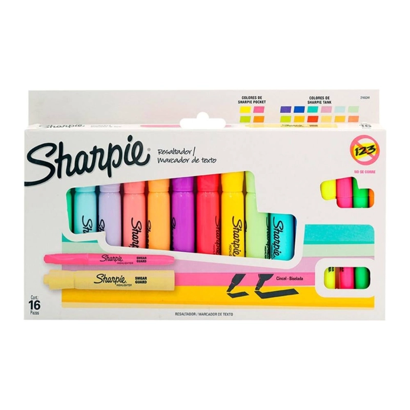 SHARPIE MARCADORES DE TEXTO RESALTADORES PASTEL, POCKET Y TANK, 16 PIEZAS - 3