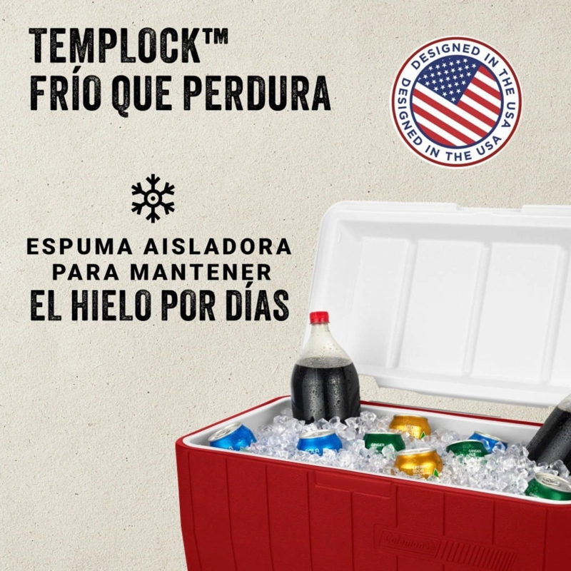 COOLER COLEMAN® CHILLER™ 48QT/45 LITROS ROJO - 4