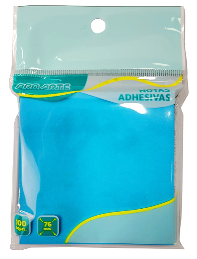 PACK 4 NOTAS ADHESIVAS PAPEL CELESTE 100H. 7.6 X7.6CMS. – PROARTE - 1
