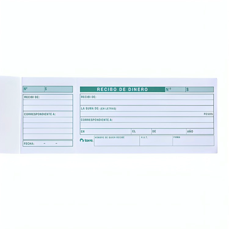 PACK 4 FORMULARIOS RECIBO DE DINERO 50 HOJAS – TORRE - 1