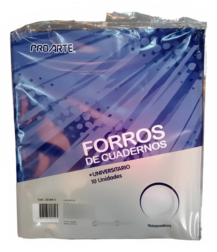 PACK 3 FORRO DE CUADERNO COLLEGE TRANSPARENTE 10 UNIDADES – PROARTE - 1