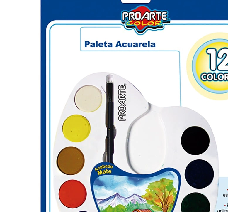 PACK 4  ACUARELA 12 COLORES PALETA - 1