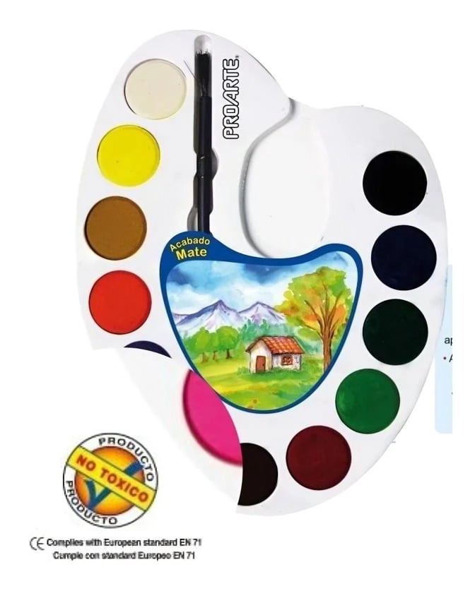 PACK 4  ACUARELA 12 COLORES PALETA - 2