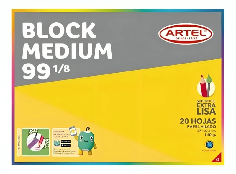 PACK 3 BLOCK MEDIUM 99 1/8 20 HOJAS – ARTEL - 1