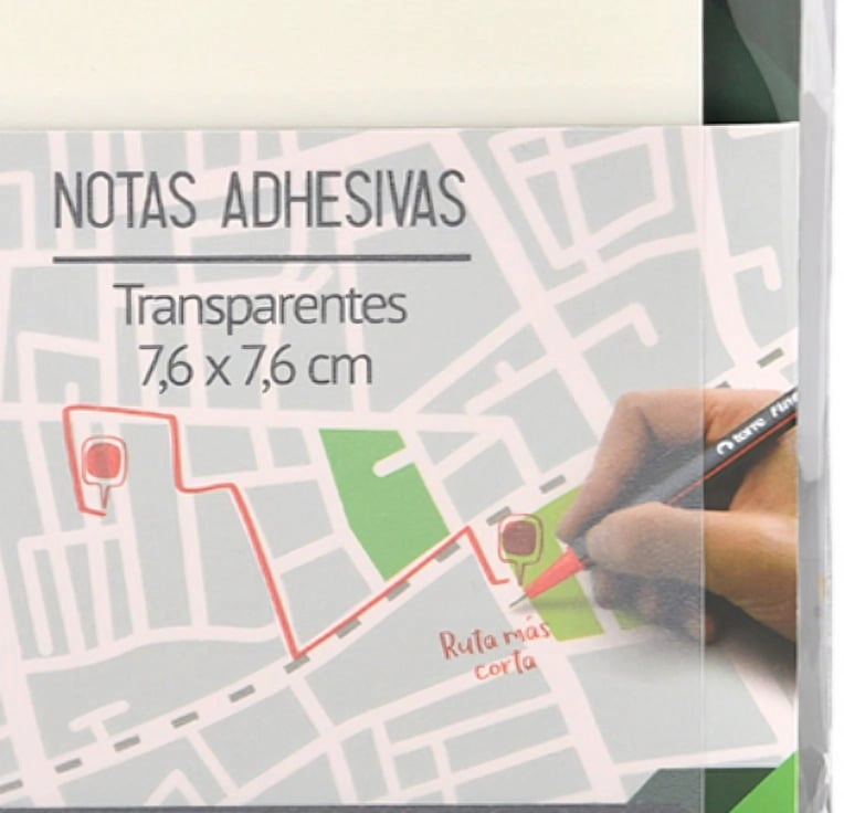 PACK 3 NOTAS CLEAR TRANSPARENTES 7.6×7.6 CM. 50 HOJAS – TORRE - 2