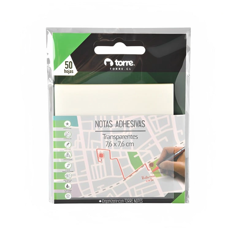 PACK 3 NOTAS CLEAR TRANSPARENTES 7.6×7.6 CM. 50 HOJAS – TORRE - 3