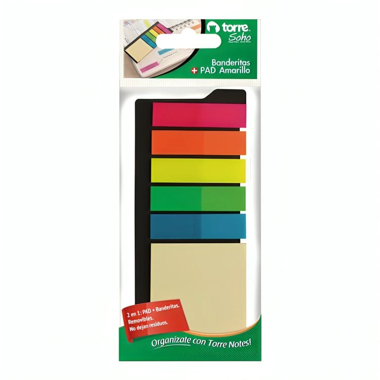 PACK 3 NOTAS BANDERITAS + PAD AMARILLO – TORRE - 1