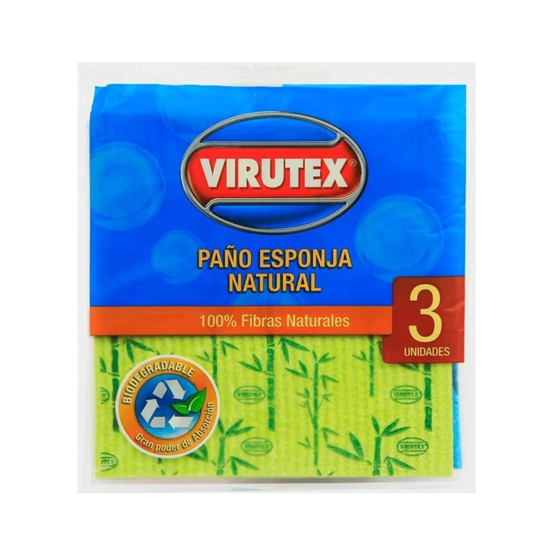 PACK X 4 PAÑO CELULOSA NATURAL 3 UND – VIRUTEX - 1