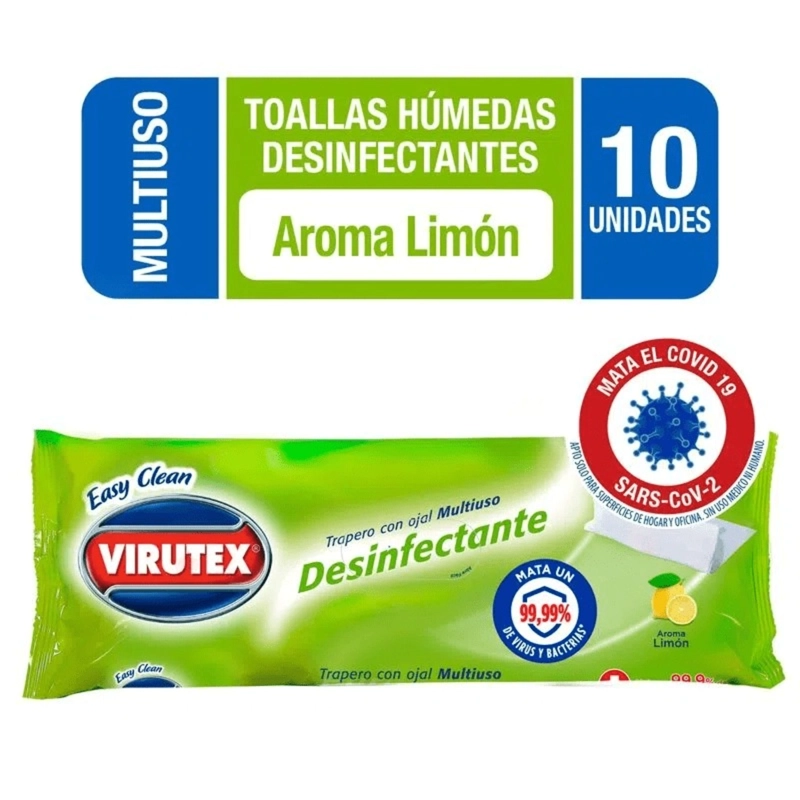 PACK X 4 TRAPERO HUMEDO DESINFECTANTE PARA PISO / LIMON – VIRUTEX - 3