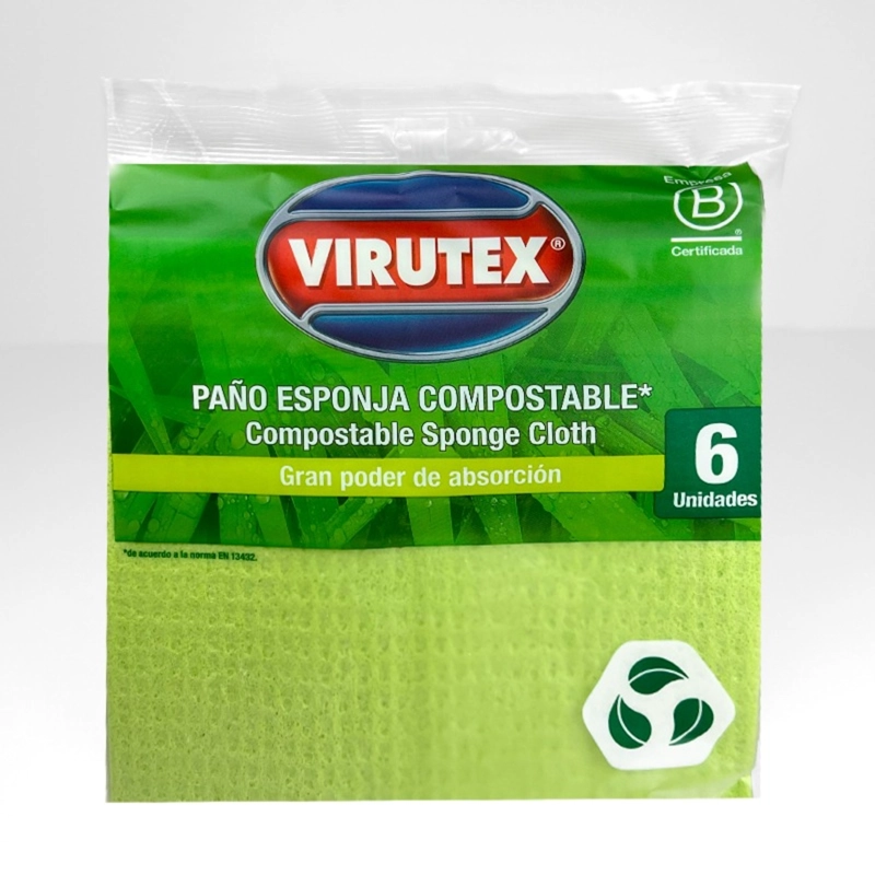 PACK X 4 PAÑO CELULOSA NATURAL 6 UND CLASICA – VIRUTEX - 1