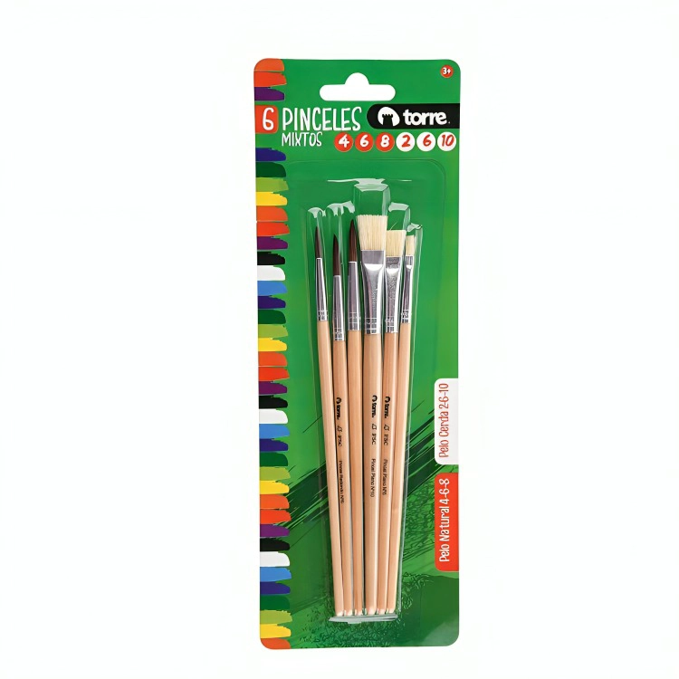 PACK 4 PINCELES REDONDOS N°2 N°6 N°10 BLISTER – TORRE - 1