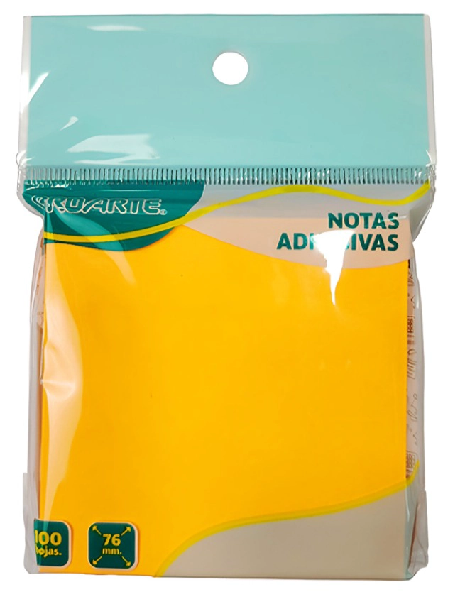 PACK 4 NOTAS ADHESIVAS PAPEL NARANJO 100H. 7,6X7,6CMS. – PROARTE - 1