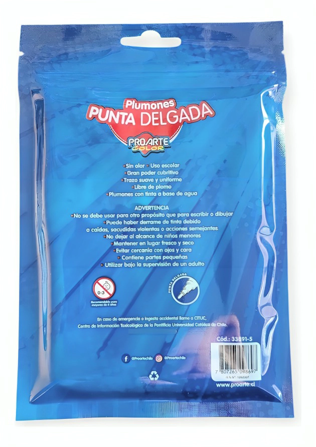 PACK 4 PLUMON PUNTA DELGADA 12 COLORES – PROARTE - 2
