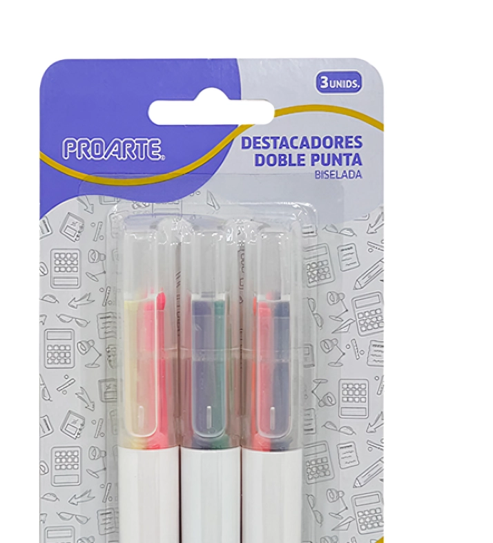 PACK 2 DE SET 3 DESTACADORES DOBLE PUNTA – PROARTE - 2