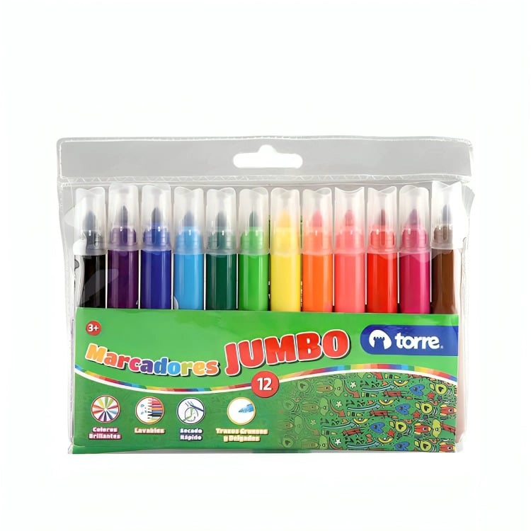PACK 2 PLUMONES DIBUJO JUMBO 12 COLORES – TORRE - 1