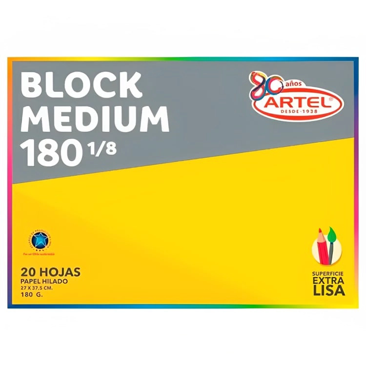 PACK 2 BLOCK DE DIBUJO MEDIUM 180 1/8 20 HOJAS – ARTEL - 1