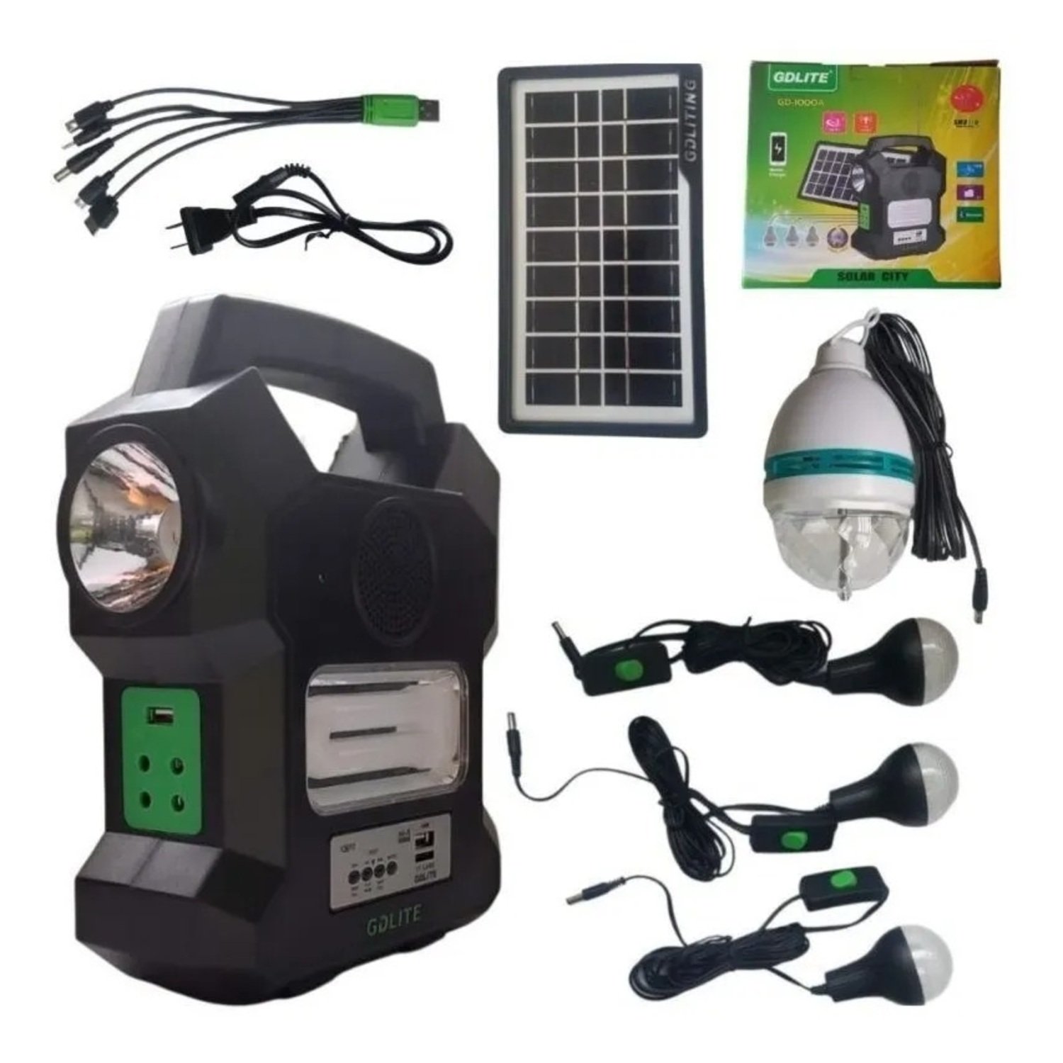 LINTERNA KIT SOLAR PORTATIL CAMPING GDLITE MP3 USB GD-1000A LINTERNA - 5