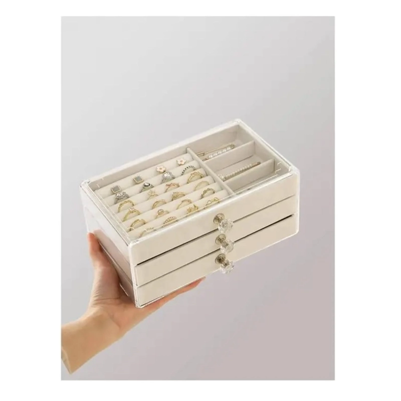 JOYERO ORGANIZADOR DE PRENDAS DE 3 NIVELES ACRILICO 3 GAVETA - 5
