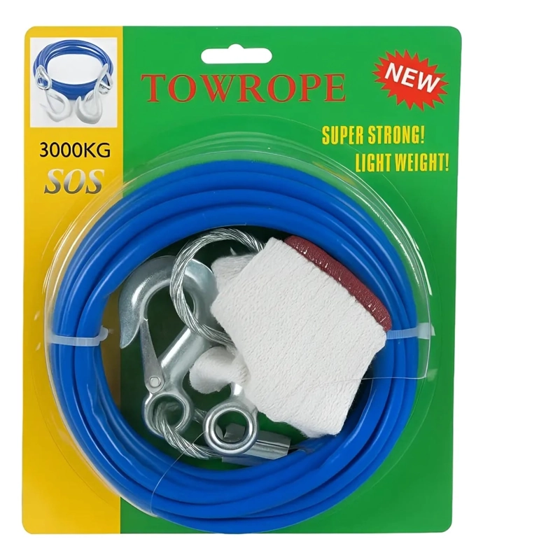 CABLE DE REMOLQUE AUTO PIOLA ACERO 2000KGS 6MM X 4M - 1