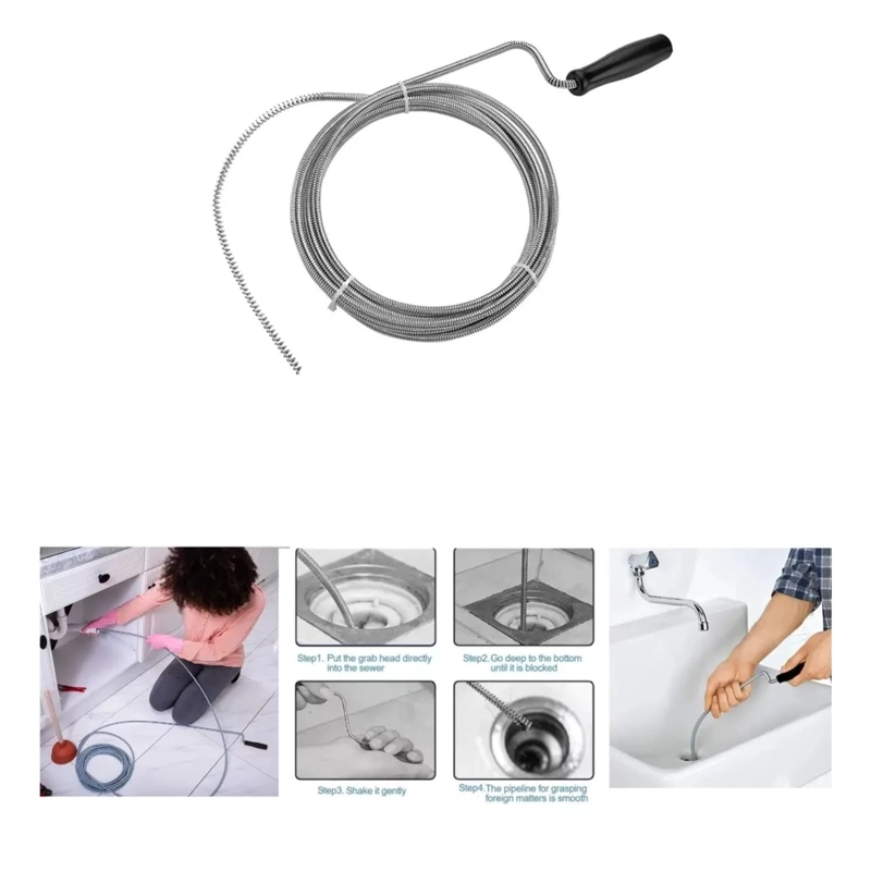 PACK X 3 GUAYA DESTAPA CAÑERIA PLOMERIA POCETA BAÑO FREGADERO (3 MTS) - 2