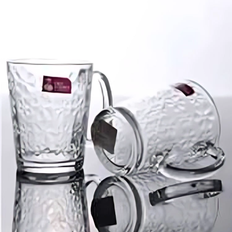 SET 6 TAZAS DE VIDRIO CON ASAPARA CAFE , TE  O BEBIDAS - 1