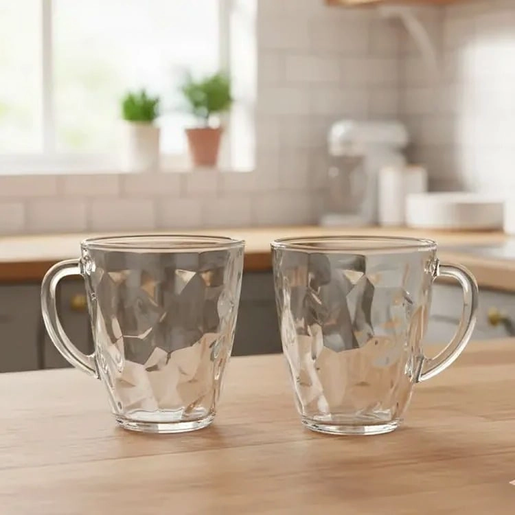 SET 6 TAZAS DE VIDRIO CON ASAPARA CAFE , TE  O BEBIDAS - 2