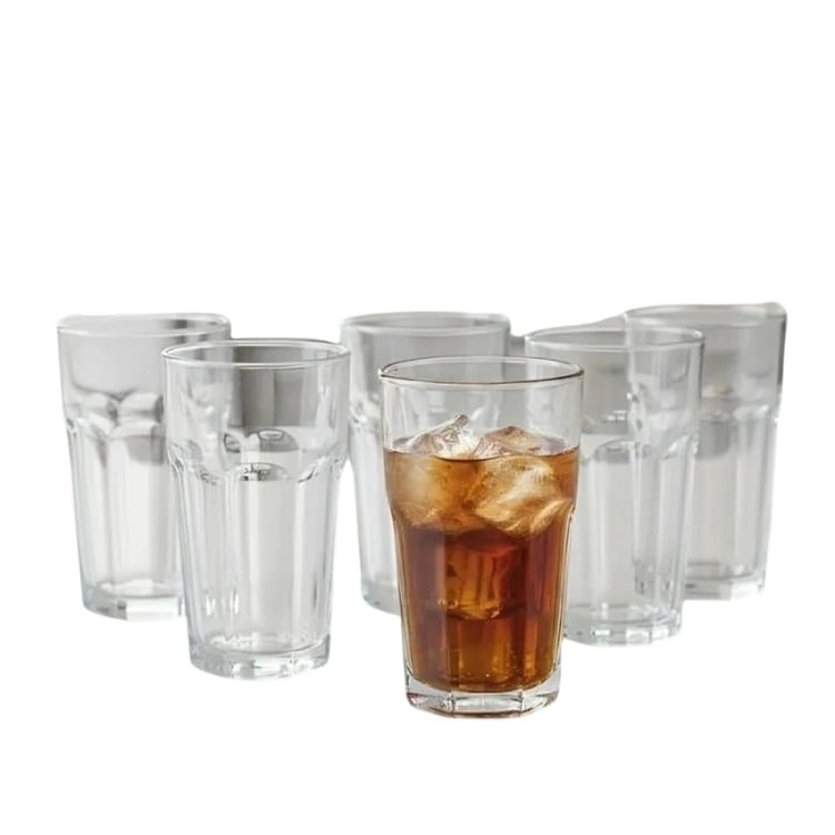 SET 6 VASO ALTO DE VIDRIO 400ML  VASOS PARA BEBIDAS FRIAS - 1