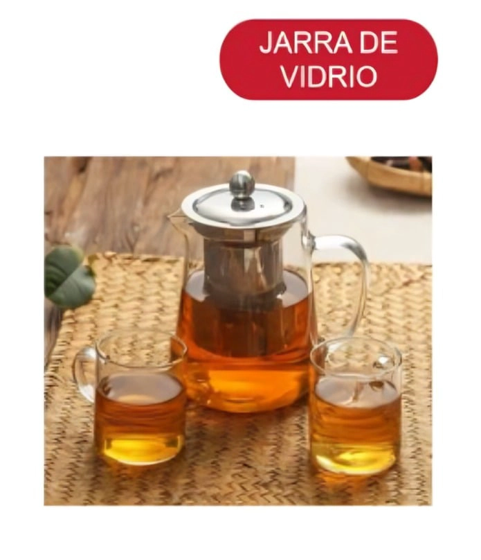 TETERA DE VIDRIO CON FILTRO 750 ML | JARRA PARA TE  CON INFUSOR - 2