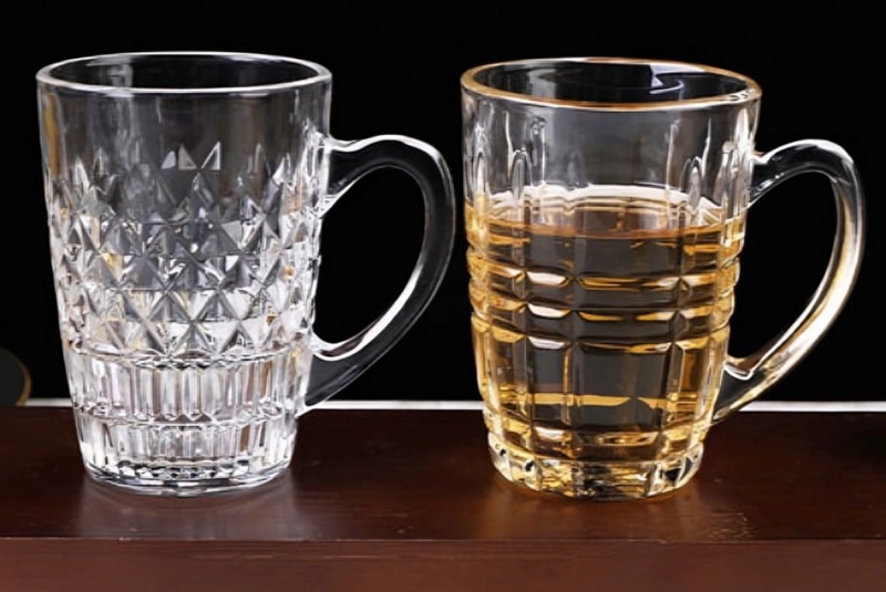 SET 6 TAZA DE VIDRIO TEXTURIZADA CON ASA PARA CAFE  O TE - 4