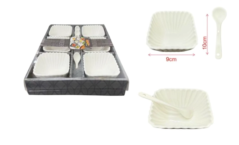SET DE LOZA 6 PIEZAS CON CUCHARAS PLATOS PARA APERITIVOS Y SNACKS - 2