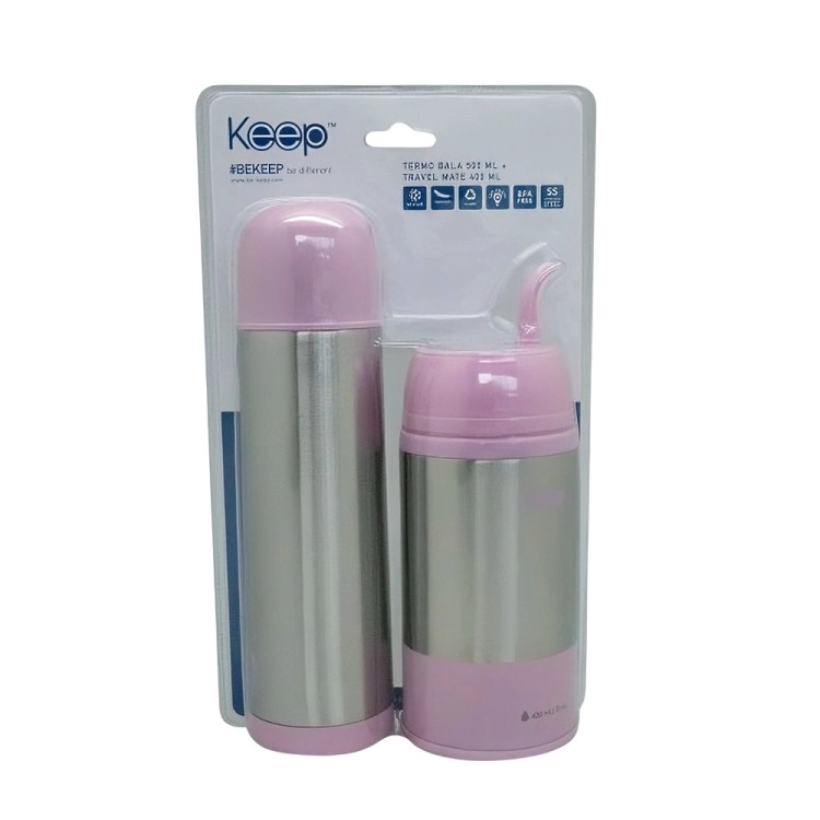 SET TERMO MATE +  TERMO BALA KEEP ROSA - 1