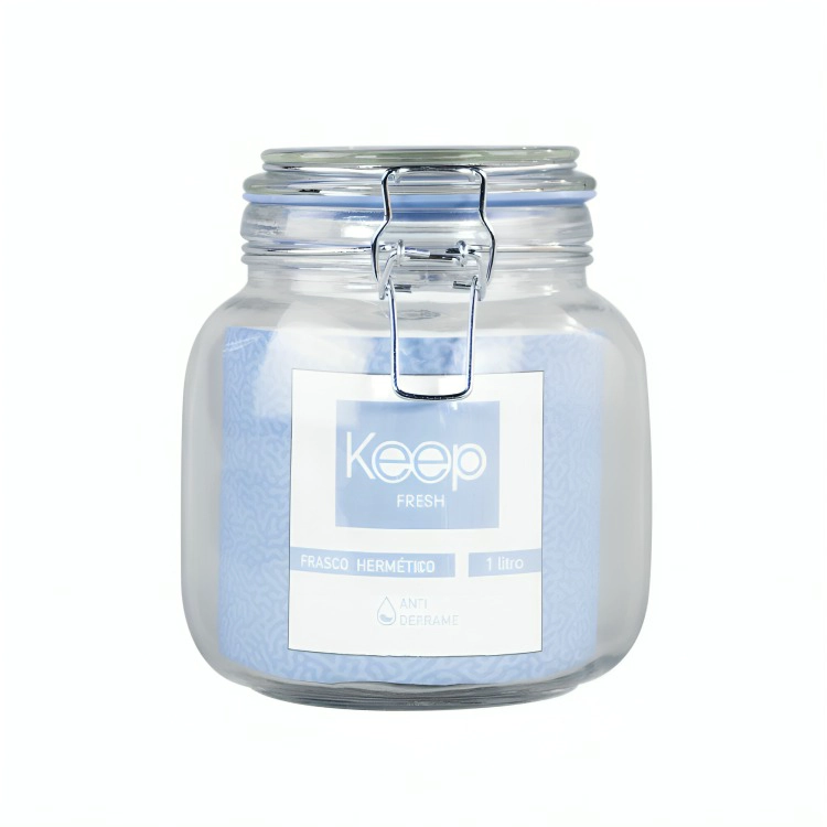 FRASCO CONTENEDOR HERMETICO DE VIDRIO GRANDE 1000ML KEEP LILA - 2
